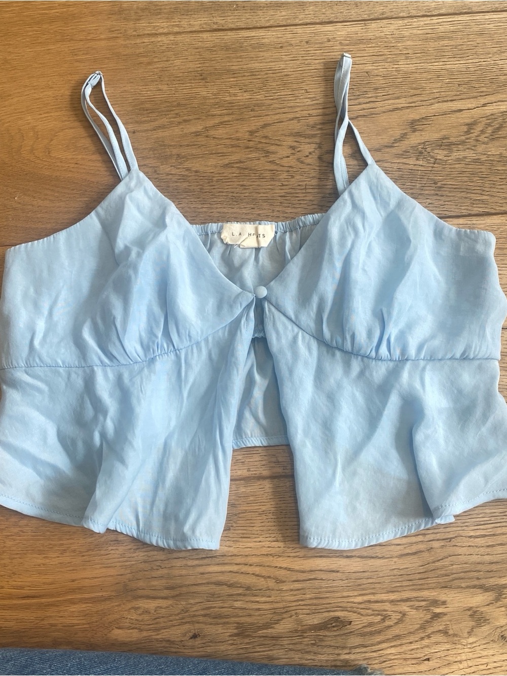 La Hearts Pale Blue Spaghetti Strap Crop Cami